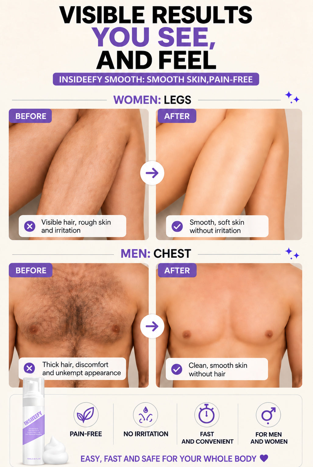 Bikini Pain-Free Hair Removal Cream for Sensitive Skin(Free Hair Removal Spatula Included)