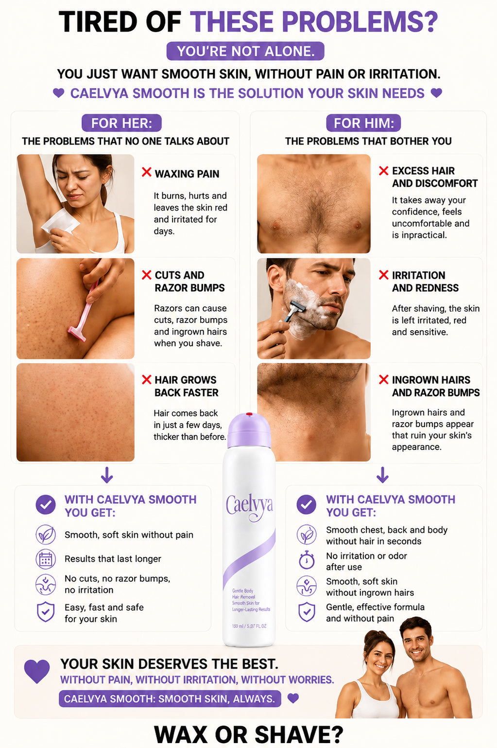 Caelvya Bikini Pain-Free Hair Removal Cream for Sensitive Skin