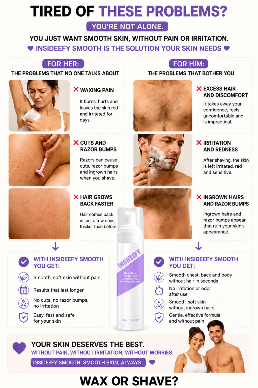 Bikini Pain-Free Hair Removal Cream for Sensitive Skin(Free Hair Removal Spatula Included)
