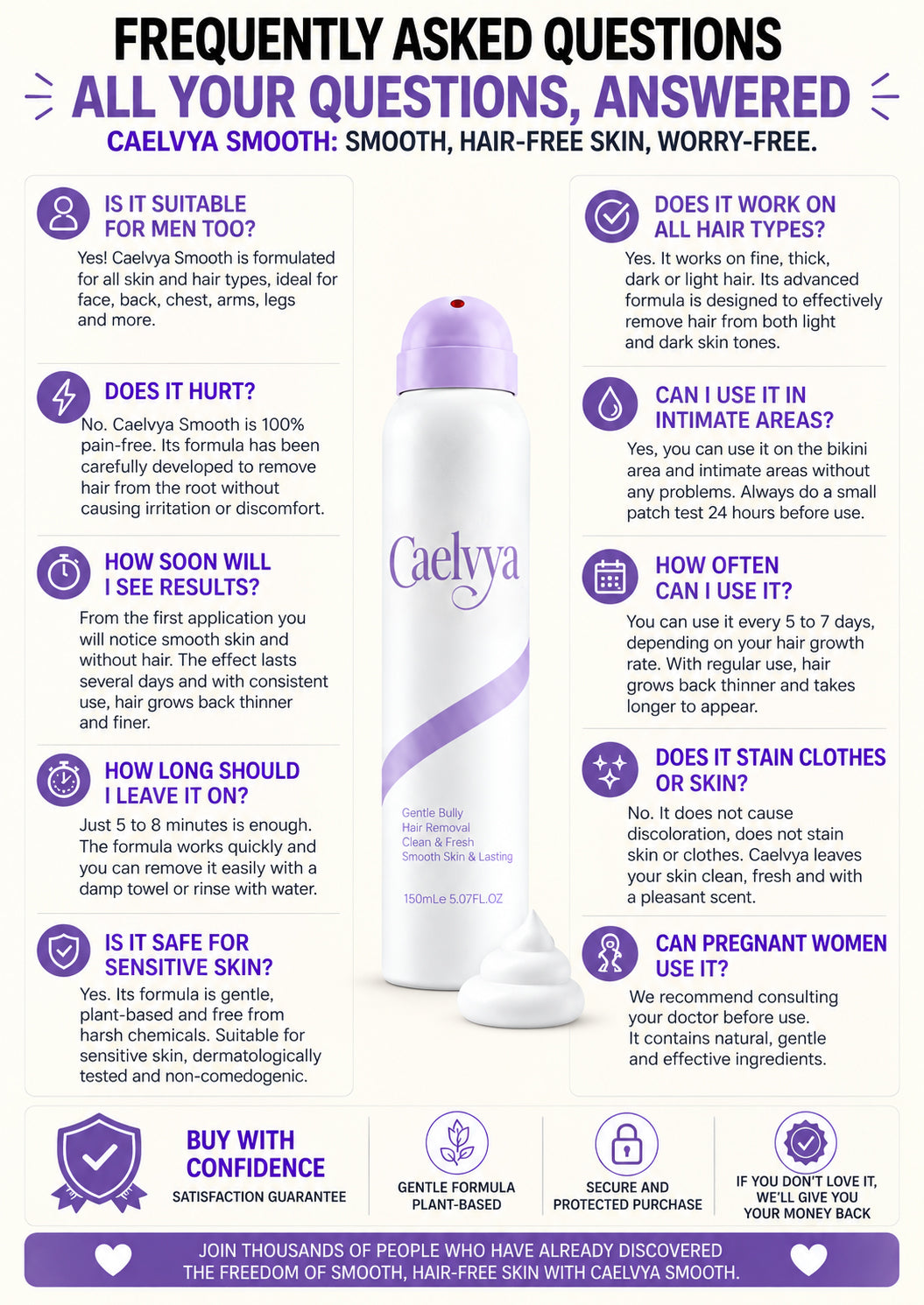 Caelvya Bikini Pain-Free Hair Removal Cream for Sensitive Skin