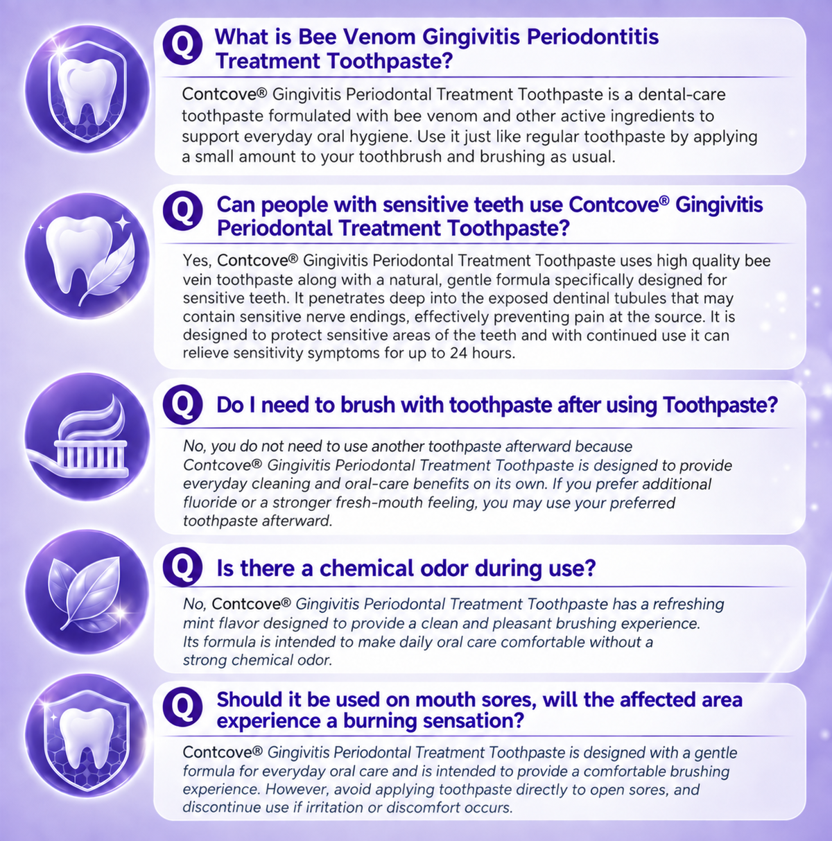 Contcove Gingivitis Periodontal Treatment Toothpaste