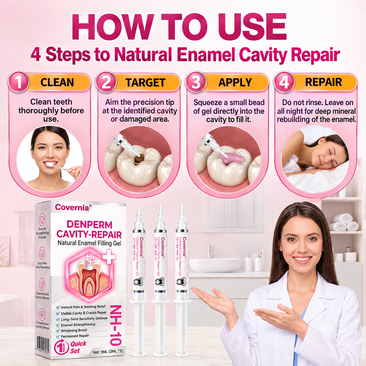 Covernia® DenPerm Cavity-Repair Natural Enamel Filling Gel