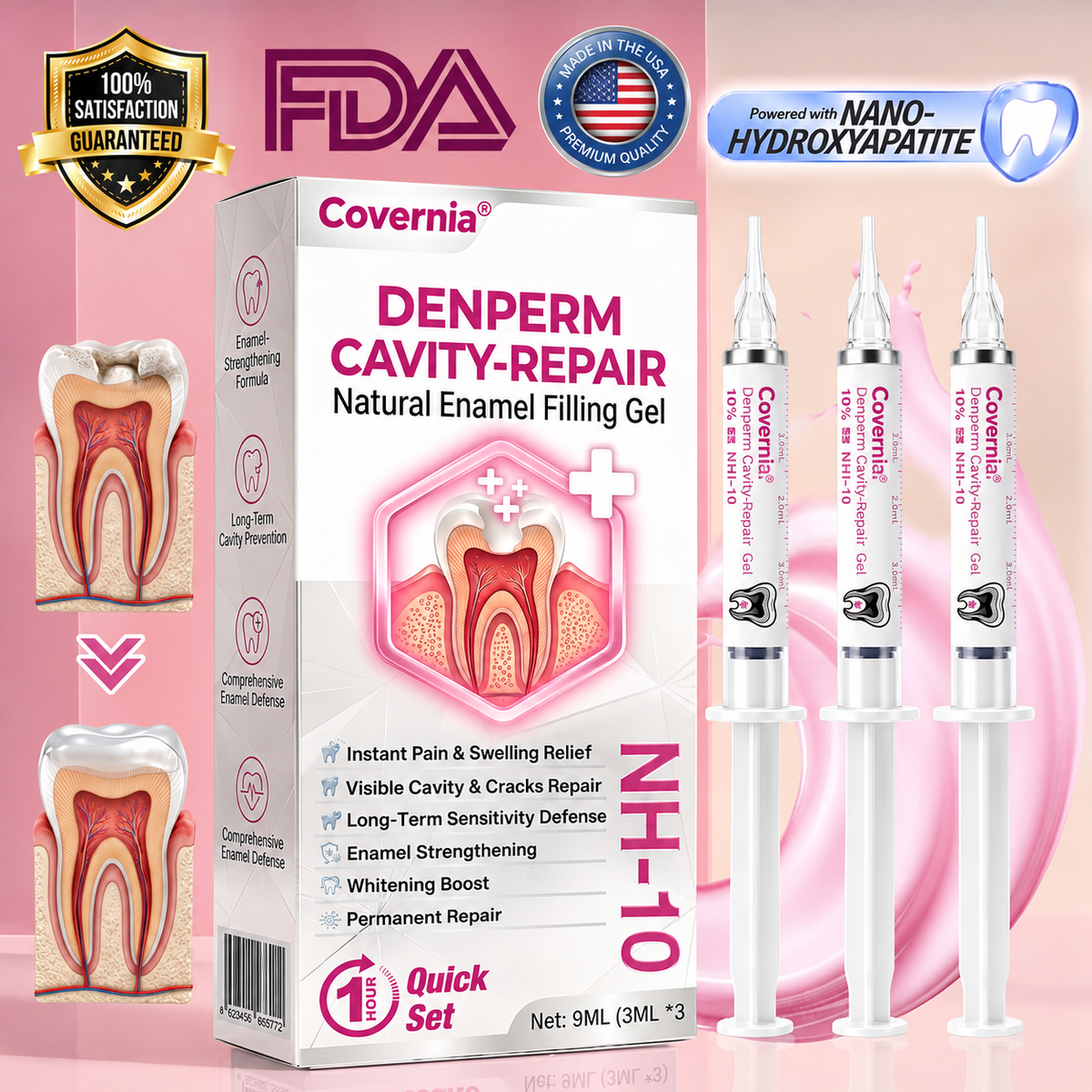 Covernia® DenPerm Cavity-Repair Natural Enamel Filling Gel